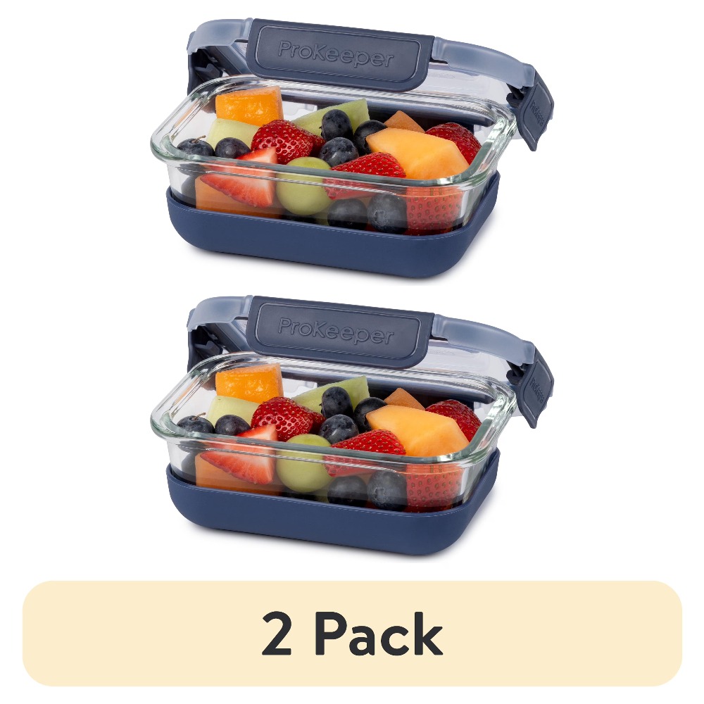 Food Storage Stackable Containers - 2 Pack 1.6 Cup Glass Food