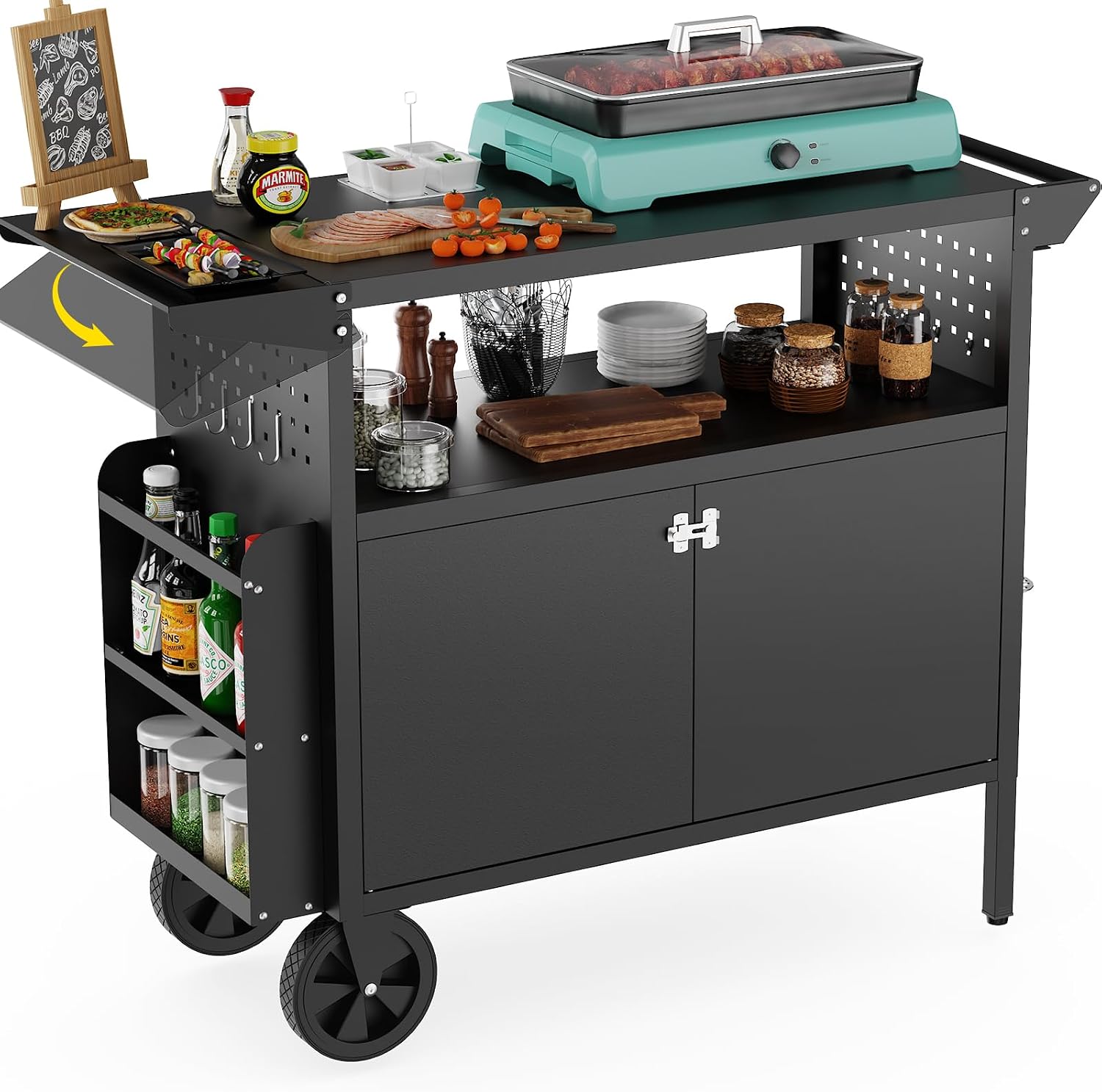 Food Storage Camping - Outdoor Grill Cart Table With Storage