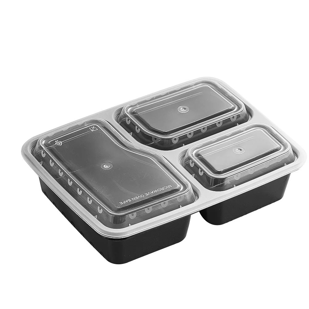 Food Storage Stackable Containers - 7 Pack 3 Compartment Meal Prep