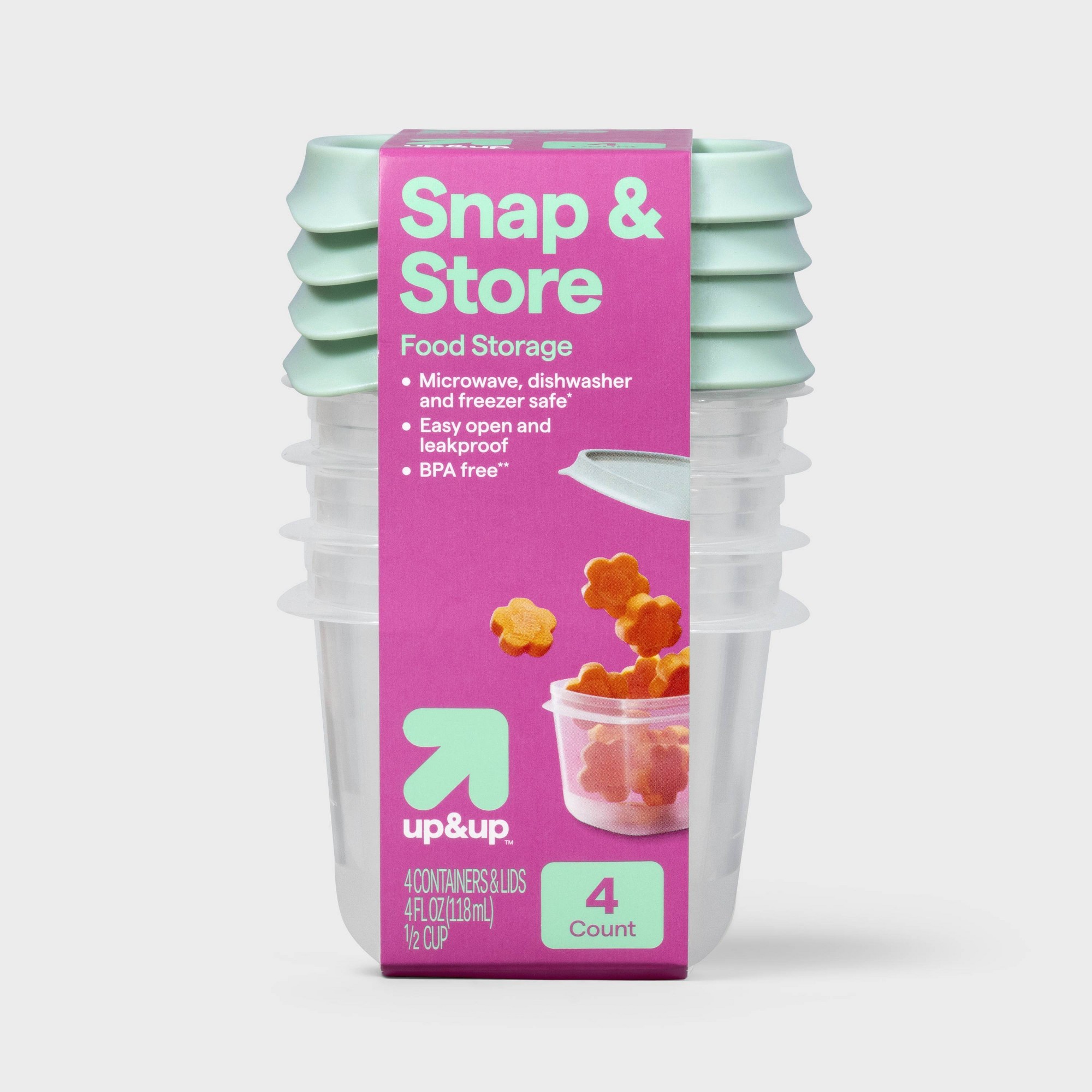 Food Storage Stackable Containers - 4ct Mini Square Half Cup Food