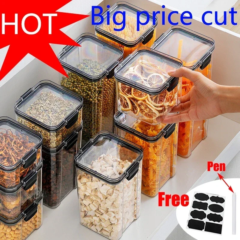 Food Storage Stackable Containers - 460-1800ml Sets Stackable Kitchen Sealed Jar