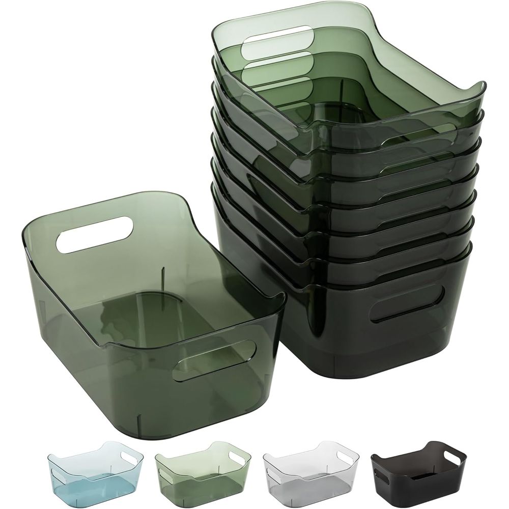 Stackable Pantry Bin - 8 Pack Plastic Storage Bins, Clear