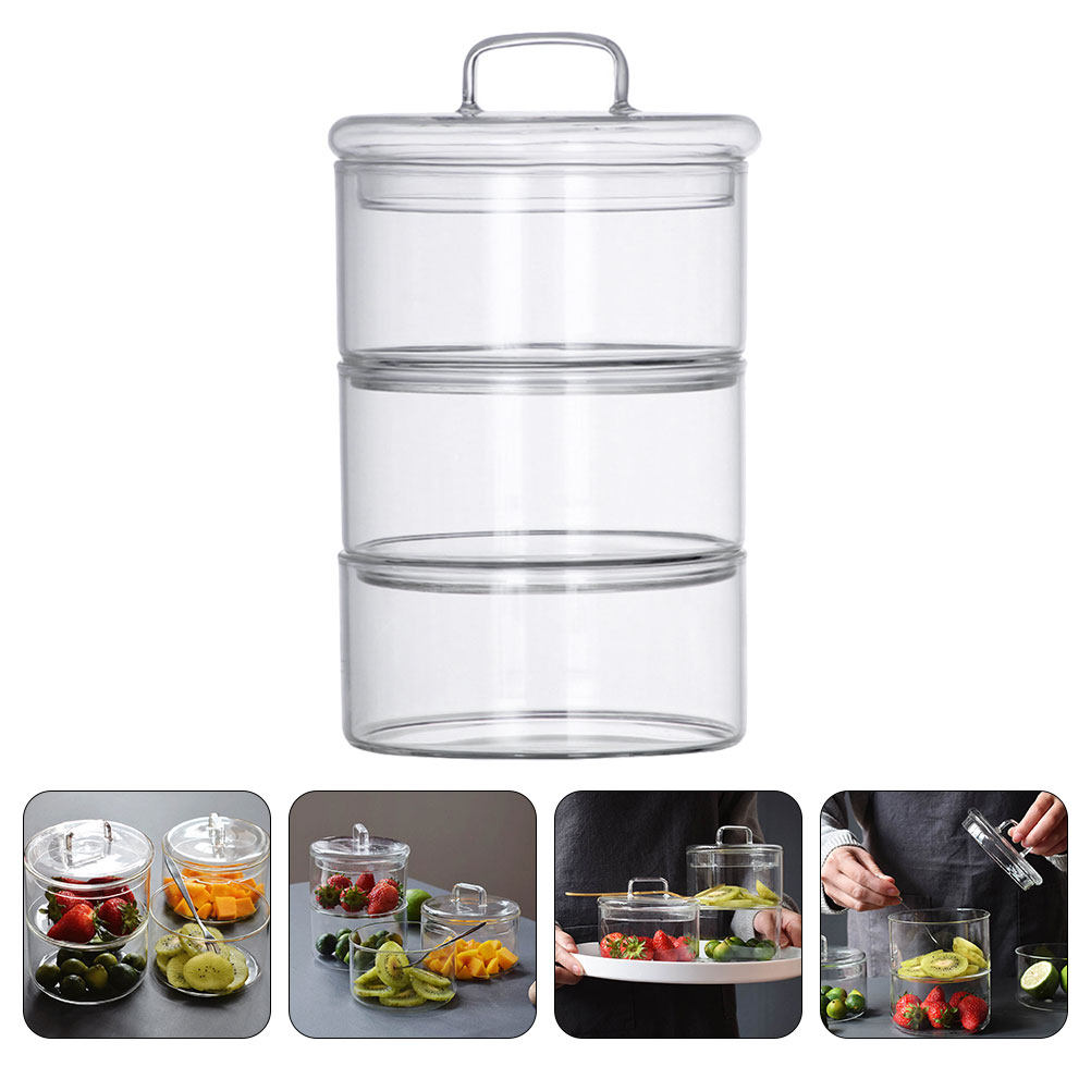 Food Storage Stackable Containers - 1Set Clear Glass Storage Bowl Salad