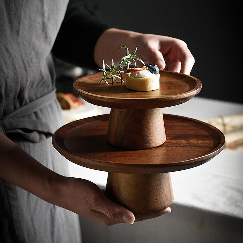 Food Storage Practices - Wooden Cake Plate Footed Refreshment Tray