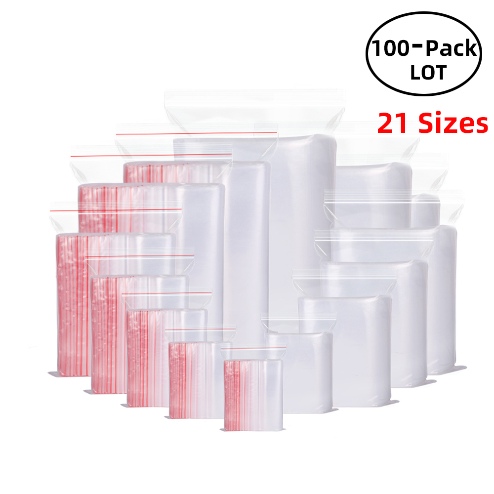 Ziploc Food Storage - 100PCS/Pack Resealable Zip Lock Bags Self