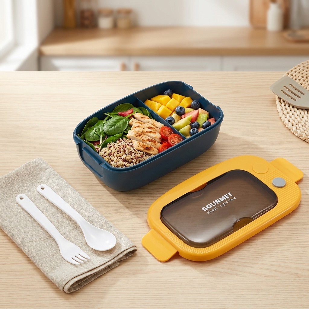 Food Storage 30 Years - Plastic Bento Lunch Box 2 Compartment