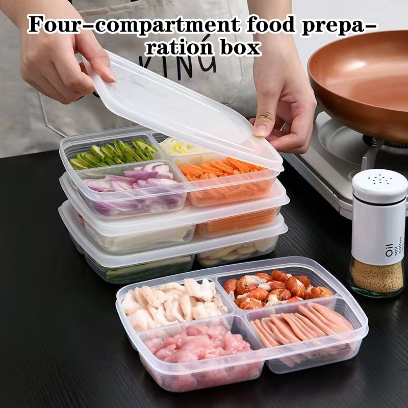 Food Storage System - New【4 Grids Plastic Storage Box Portable