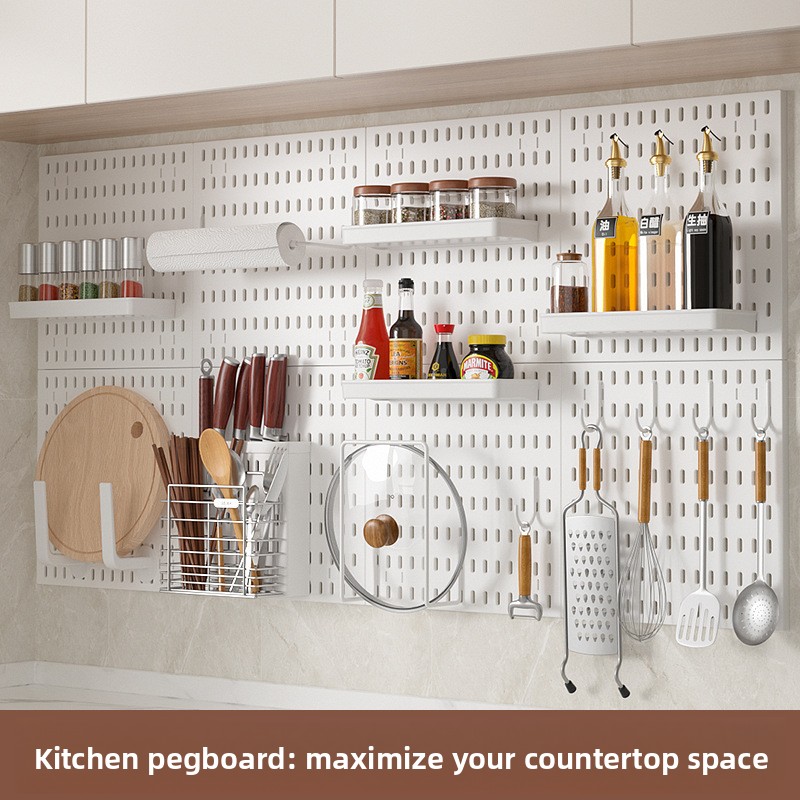 Food Storage Organiser - Kitchen Wall Mount Pegboard Organiser Without