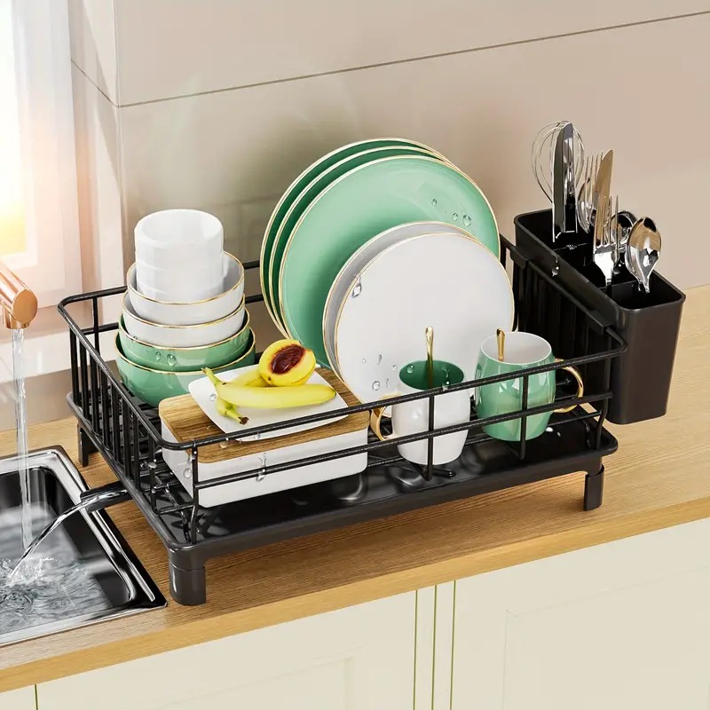 Food Storage Organiser - Rustproof Dish Drying Rack Kitchen Countertop