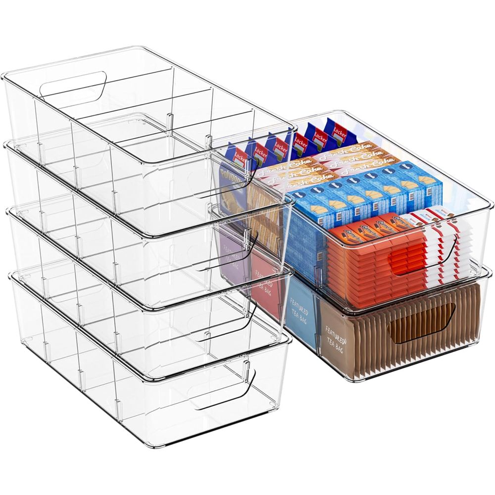 Stackable Pantry Bin - Stackable 6 Pack Snack Organizer or