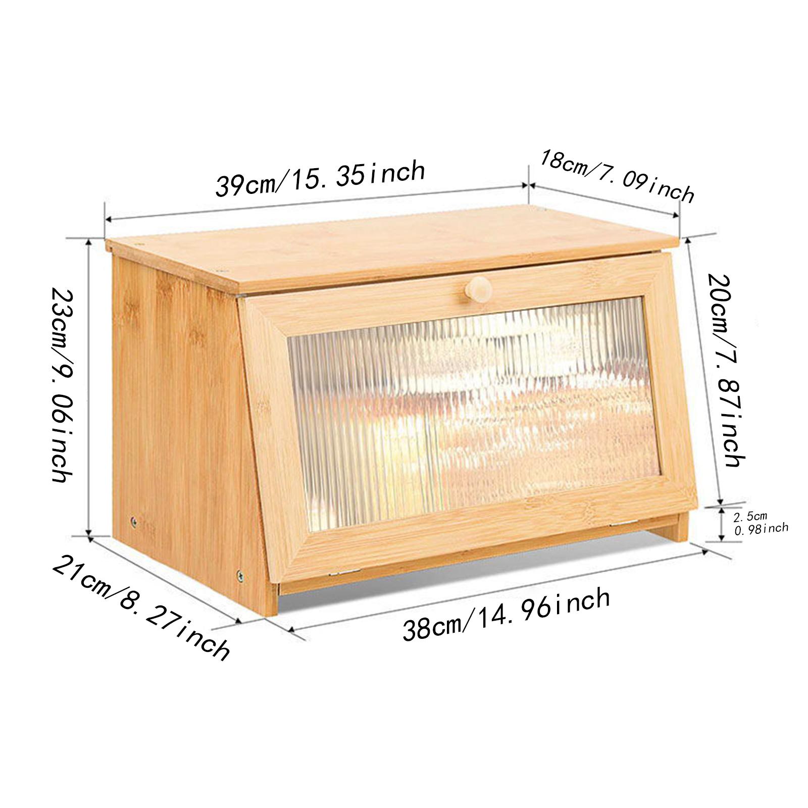 Bread Box Bamboo - Rectangular Bamboo Bread Bin with Glass