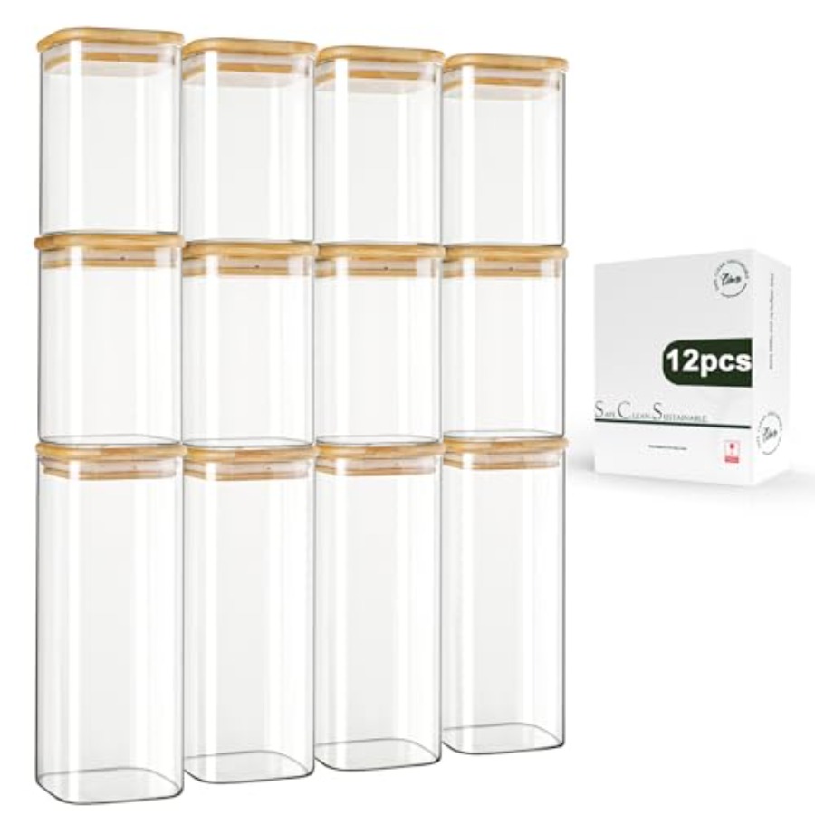 12-Pack Square Glass Storage J - огляд і ціна Food Storage Stackable Containers