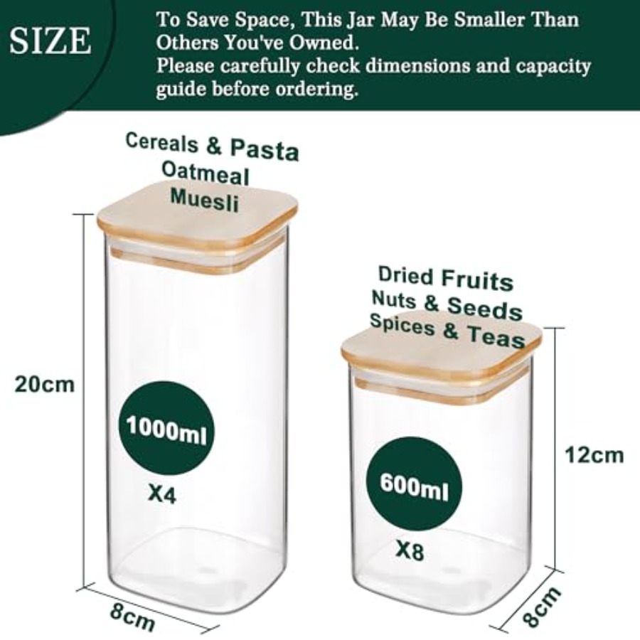 12-Pack Square Glass Storage J - огляд і ціна Food Storage Stackable Containers