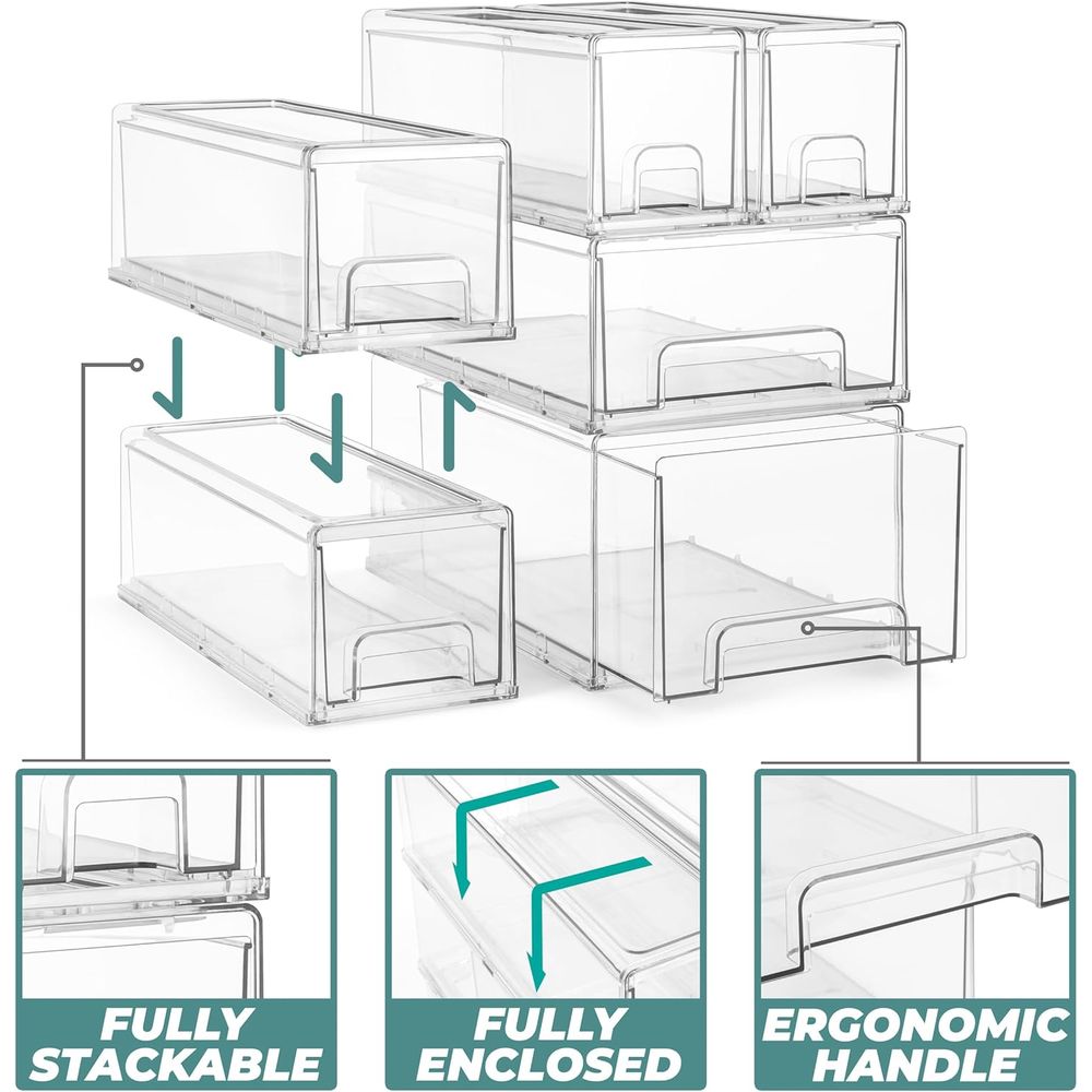 6-Pack Clear Stackable Storage - огляд і ціна Stackable Pantry Bin