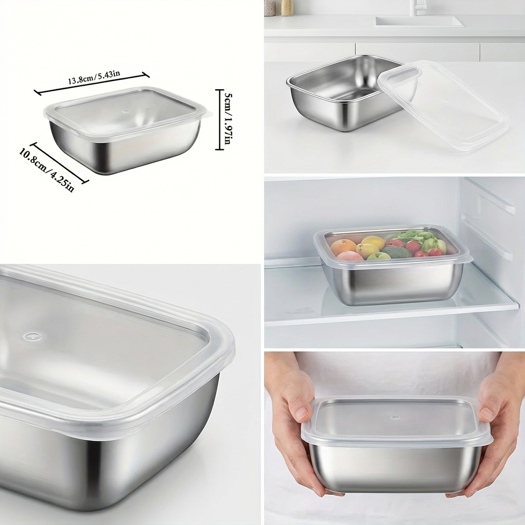 5PCS Stainless Steel Food Stor - огляд і ціна Food Storage Stackable Containers