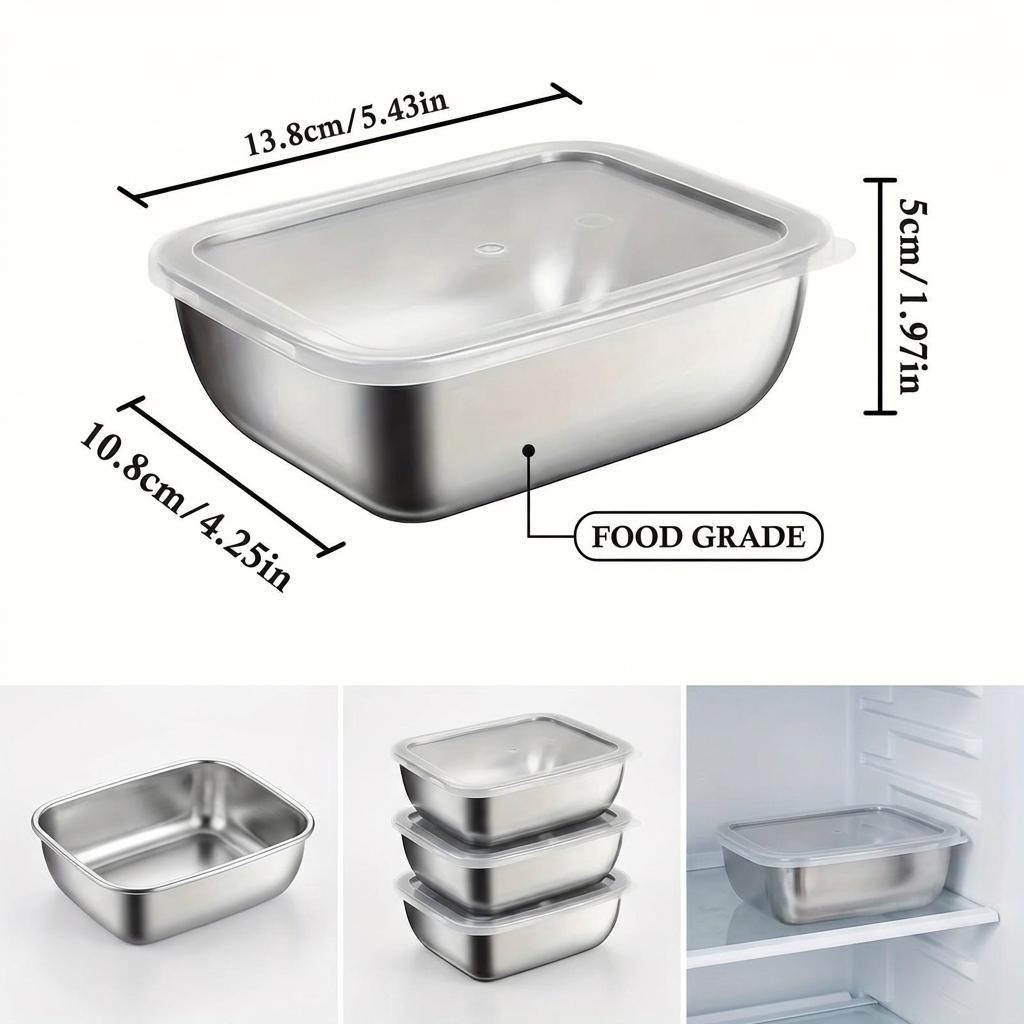 5PCS Stainless Steel Food Stor - огляд і ціна Food Storage Stackable Containers