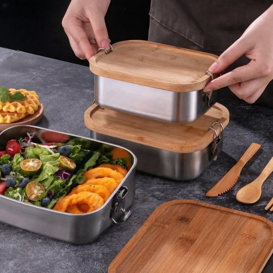 New 304 stainless steel bamboo - огляд і ціна Food Storage Box Stainless Steel