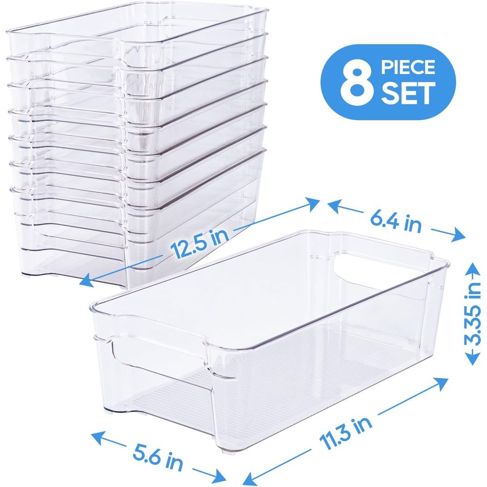 8 Pack Clear Plastic Storage B - огляд і ціна Stackable Pantry Bin