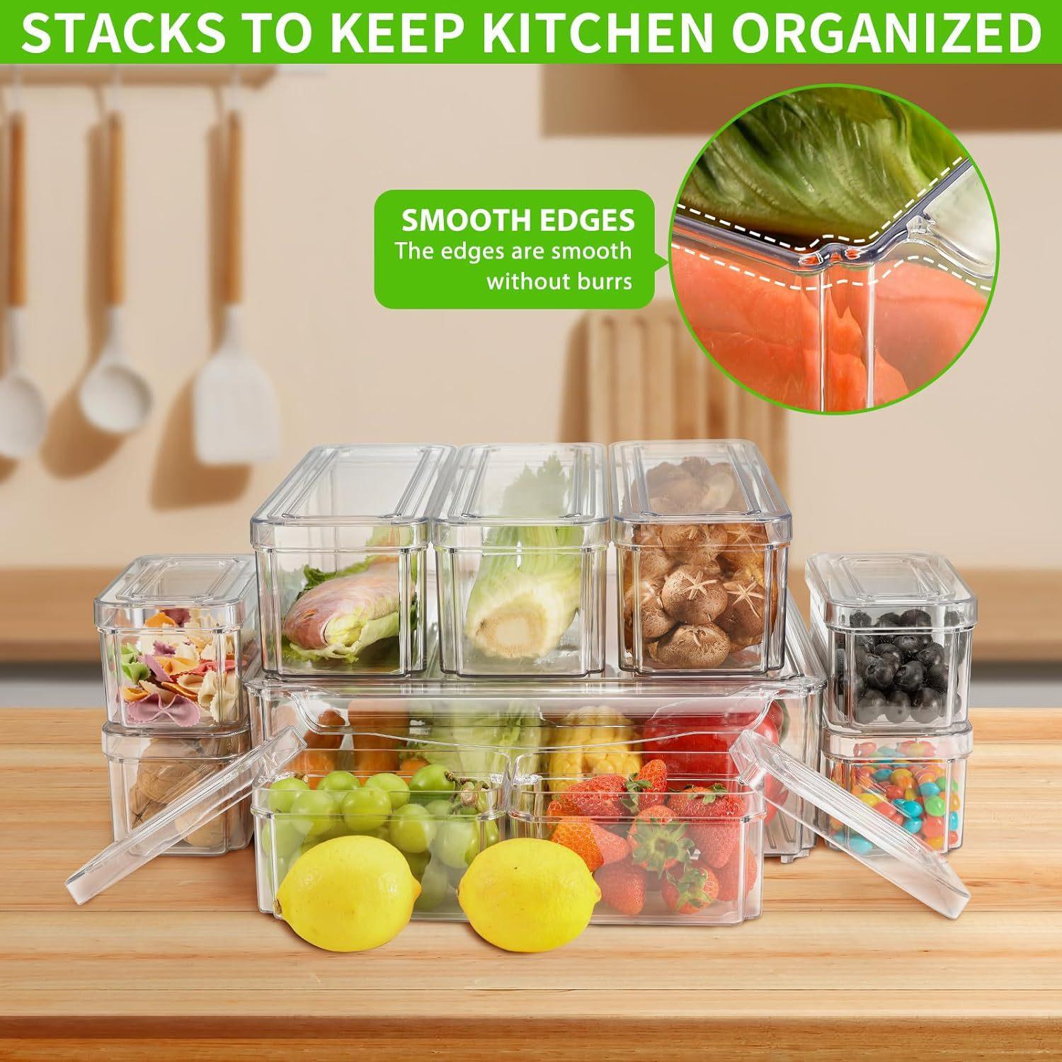 10/14Pcs Fridge Organizer Bins - огляд і ціна Stackable Pantry Bin