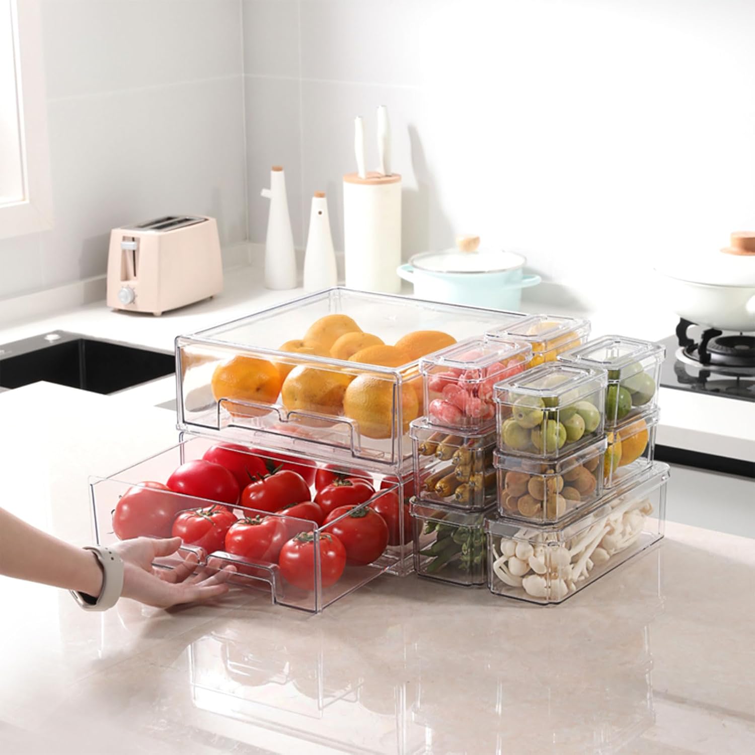 10/14Pcs Fridge Organizer Bins - огляд і ціна Stackable Pantry Bin