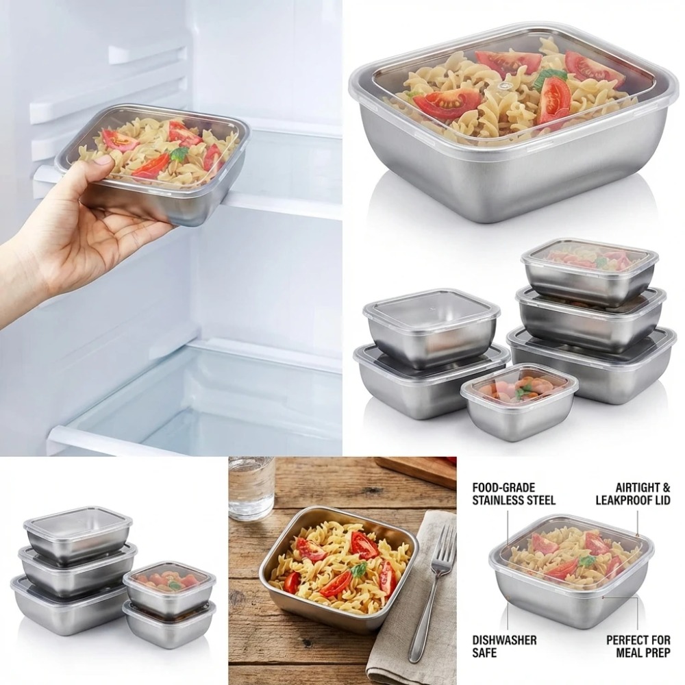 6PCS Stainless Steel Food Stor - огляд і ціна Food Storage Stainless Steel