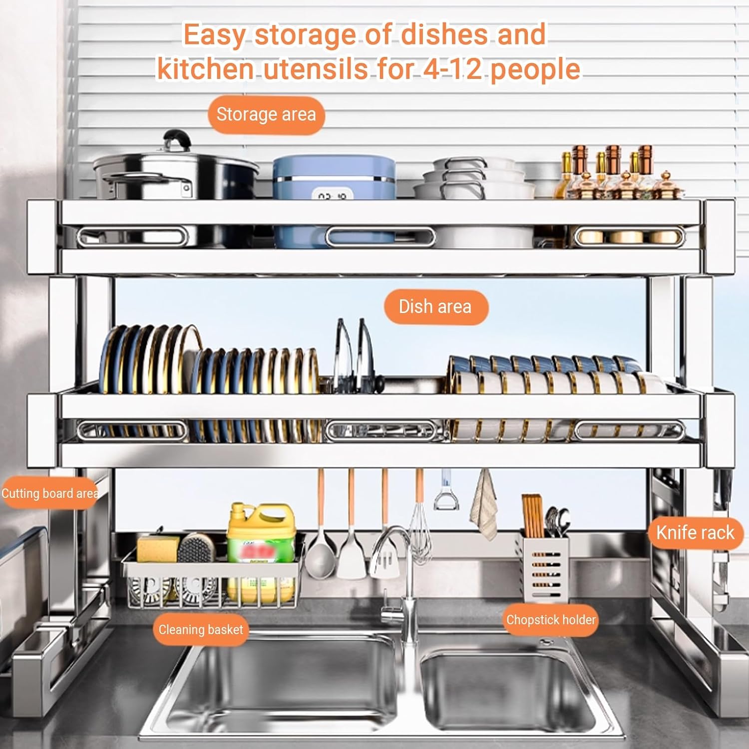 2-Tier Over The Sink Dish Drai - огляд і ціна Food Storage Organiser